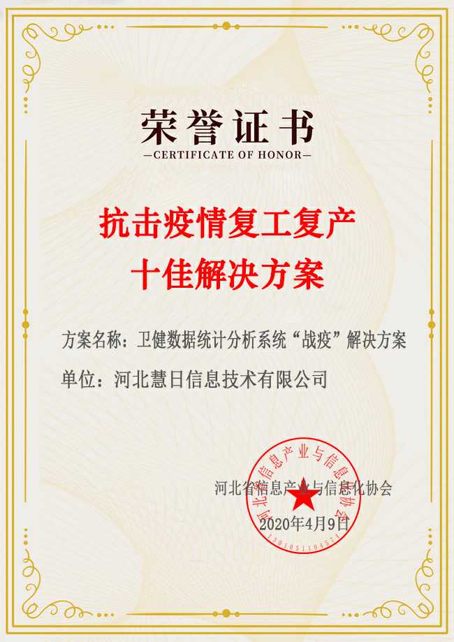 喜訊 | 河北省信息產業與信息化協會十佳方案評選結果公示，慧日榜上有名！